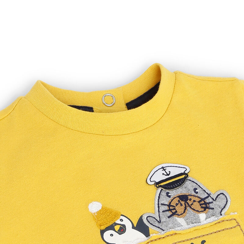 Boys Medium Yellow Printed Long Sleeve T-Shirt image number null
